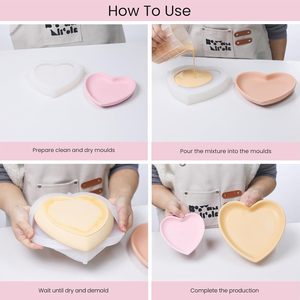 Moldes de Goma <span class=keywords><strong>NICOLE</strong></span> Classic Heart Tray para Bandejas de Concreto, Cemento y Yeso, Decoración de Escritorio Hecha a Mano, No Tóxica, Resistente al Calor - Product Image 3
