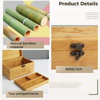 Boîte de rangement en bambou naturel écologique en gros avec plateau à deux compartiments utilisation de cuisine de bureau conteneurs de sécurité alimentaire