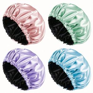 Women's Adjustable Double Layer Satin Bath <b>Cover</b> New Solid Color Waterproof <b>Head</b> Bonnet for Kitchen Bathroom Daily Use Sleep - Product Image 6