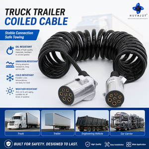 Câble de remorque de tracteur à 7 broches HJYAJZT ABS, pièce de rechange pour camion, câble électrique à sept conducteurs, câble d'alimentation à ressort - Product Image 2