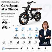 Vélo électrique M9 250W 48V 35Ah Double batterie Autonomie 130 km Freins à disque hydrauliques 60 Nm Écran LCD Ebike