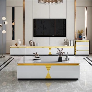 Karois — table basse en verre plaqué or, simple et moderne, de luxe, en acier inoxydable, avec MDF, <span class=keywords><strong>C2032</strong></span> - Product Image 5