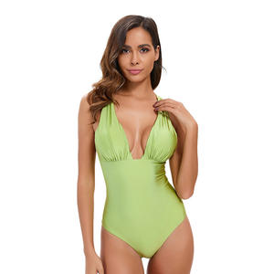 Traje de baño de talla grande para mujer europea americana, transpirable, ecológico, elegante patrón sólido, estampado, diseño recortado en la espalda - Product Image 6