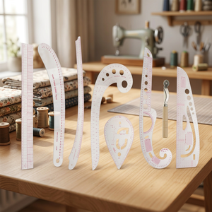 Garment Pattern Making Ruler <b>Set</b> 8 Piece Plastic Curve Rulers With Marking Wheel For <b>Sewing</b> And Clothing Design - Product Image 3