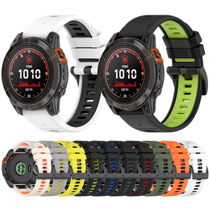 Bracelet bicolore en silicone gagnant-gagnant pour le remplacement du bracelet de la montre intelligente <span class=keywords><strong>Garmin</strong></span> Fenix <span class=keywords><strong>7</strong></span> Pro <span class=keywords><strong>Epix</strong></span> Pro et Fenix 7X - Product Image 1