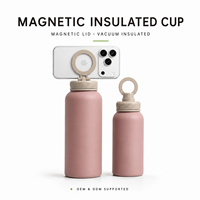 Bouteille d'eau isotherme à large ouverture avec anneau magnétique pour téléphone, en acier inoxydable, bouteille de sport, logo personnalisé pour la salle de sport, les voyages, cadeau