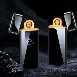 Ultra-Dunne Usb Oplaadbare Aansteker Touchscreen Dubbelzijdige Elektronische Sigarettenaansteker Custom Logo Aansteker