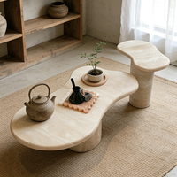 Table basse en pierre de travertin naturel pour salon et chambre, table à thé en marbre, table en pierre haut de gamme design créatif pour la maison
