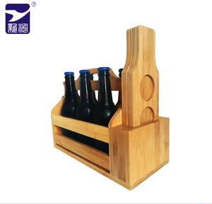Portabotellas <span class=keywords><strong>de</strong></span> madera con abrebotellas y mango superior, 6 paquetes - Product Image 6