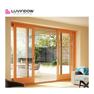 Özel büyük asansör sürgülü kapı ızgara ile üçlü parça giriş veranda dış ahşap çift sürgülü kapı - Product Image 1