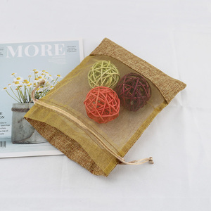 Marrone organza Finestra Sacco di iuta <span class=keywords><strong>in</strong></span> <span class=keywords><strong>juta</strong></span> Borsa con coulisse custom canapa sacchetti regalo con logo per cosmetici - Product Image 6