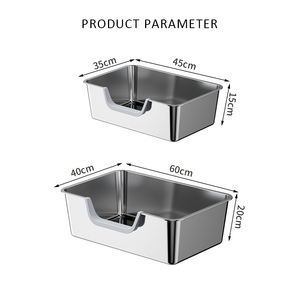 Bac à litière pour chat en métal, sans odeur, anti-adhésif, en acier inoxydable, facile à nettoyer, bac à litière pour animaux domestiques, pour chatons ou lapins d'intérieur - Product Image 3