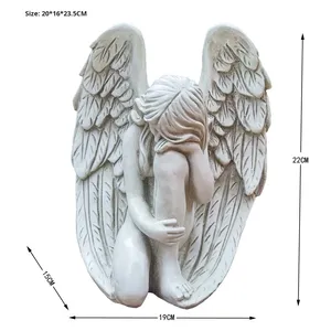 Escultura de Resina Vintage para Jardín - Estatua de Ángel y Doncella con Alas de Ángel, Decoración para Patio/Jardín - Product Image 6