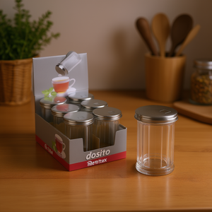 Metaltex Dosito Glass <b>Spice</b> <b>Jar</b> 6 Pack With Metal Lid For Kitchen Storage - Product Image 3