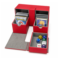 Boîte de rangement pour cartes TCG en cuir PU avec plateau à dés, étui magnétique double pour cartes avec tiroirs amovibles pour organisateur de jeux de cartes à collectionner