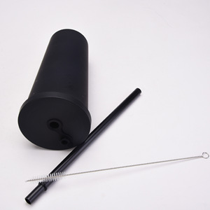 뜨거운 크리스마스 선물 사용자 정의 텀블러 컵 로고 텀블러 투명 블랙 매트 보바 컵 재사용 24 온스 뚜껑과 빨대가있는 플라스틱 콜드 컵 - Product Image 6