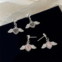 Boucles d'oreilles aile d'ange pour femmes Sweet Cool Girl Y2K Jewelry Love Heart Drop Earrings