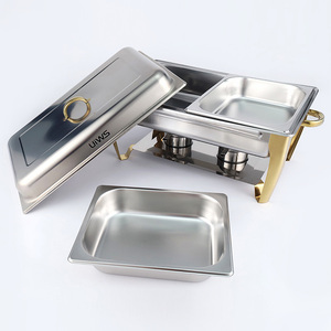UIWS Réchaud à buffet en acier inoxydable doré de 11 L, alimenté à l'alcool, pour événements de restauration et réceptions de mariage - Product Image 3