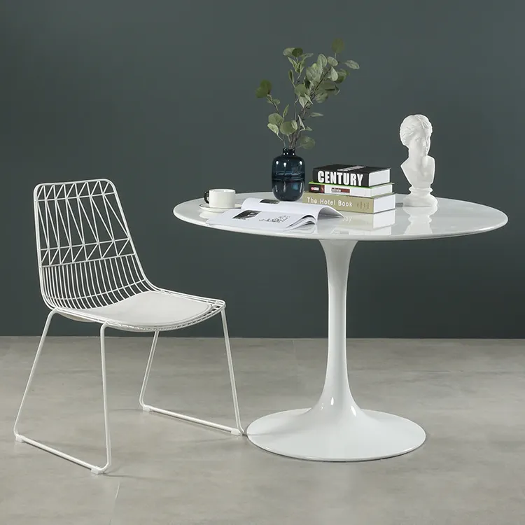 Meja Makan Logam Restoran Kecil Desain Dasar Putih Nordic Furnitur Mewah Ruang Makan Marmer Bulat Modern Set Meja Makan