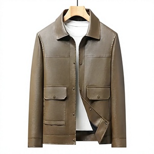 Veste en cuir PU personnalisée pour homme, col rabattu, coupe classique, coupe-vent, respirante, vêtement d'extérieur décontracté pour l'automne et l'hiver - Product Image 3