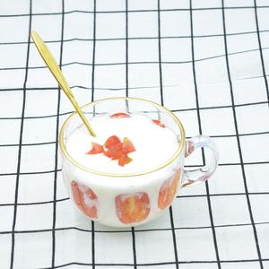 Taza de cristal con borde dorado y cuchara, taza de desayuno <span class=keywords><strong>para</strong></span> café, leche, <span class=keywords><strong>avena</strong></span> y helado - Product Image 2