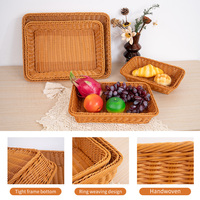 Panier de Rangement Moderne Rectangulaire en Plastique, Imitation Rotin, pour Aliments - Approvisionnement d'Usine pour Supermarché, Produits Secs, Présentation de Fruits