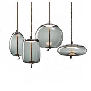 <span class=keywords><strong>Lampadario</strong></span> Nordico in Vetro <span class=keywords><strong>con</strong></span> Corda, Moderna Sfera di Vetro <span class=keywords><strong>con</strong></span> Decorazione a Corda per Soggiorno - Product Image 4