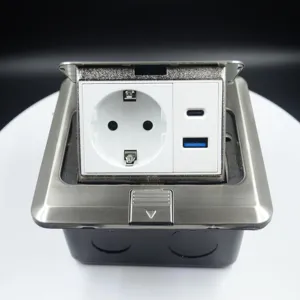 Factory wholesale of high-quality pop up waterproof stainless steel/copper shell floor power socket outlet with EU socket