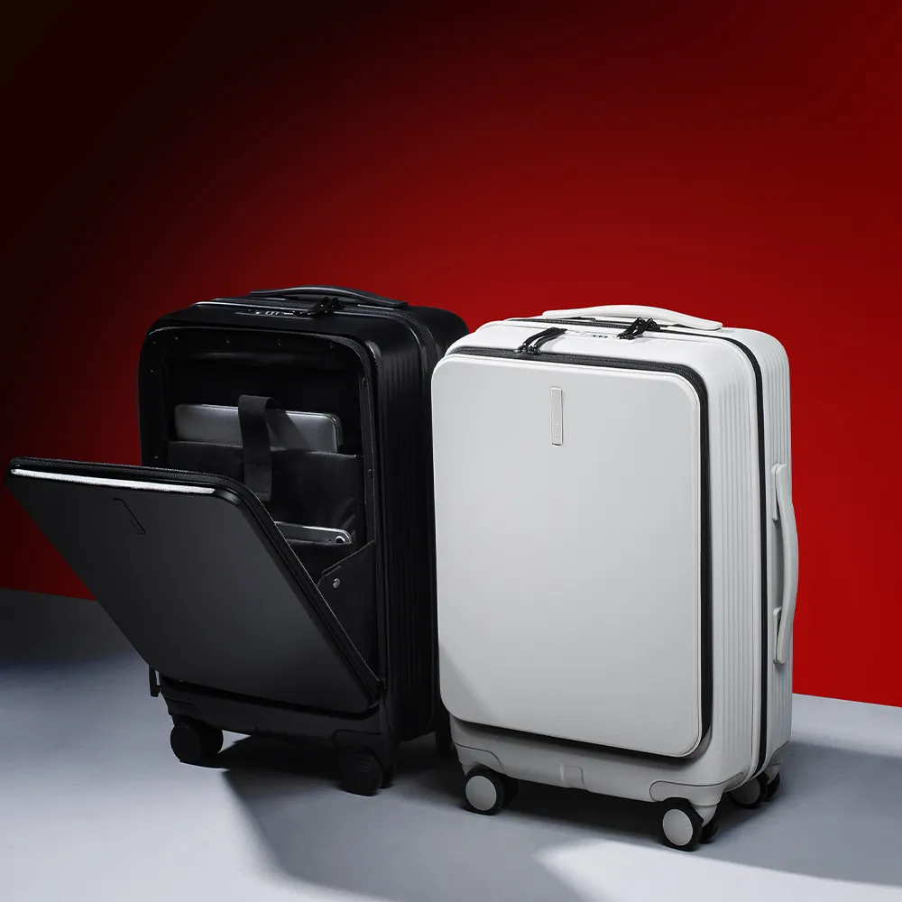 Hanke smart alloy aluminum suitcase Front open mini light weight business trolley travel boarding luggage with drawer