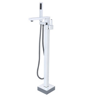 Mitigeur de douche de sol en laiton autoportant à poignée unique du fabricant chinois Robinet de bain en céramique brossée anti-pluie OEM disponible