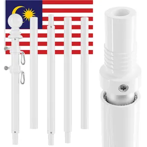 CYDISPLAY Malaysia 1.8m 6 kaki aluminium putih tiang bendera berdiri berputar teleskopik spanduk berdiri teleskopik tiang bendera aluminium