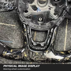 พวงมาลัยคาร์บอนไฟเบอร์ลายเกล็ดหิมะสีทองสำหรับรถ Audi A3 <span class=keywords><strong>2018</strong></span> 2019 A4 A5 A6 S3 A8 S6 RS4 RS6 RS7 - Product Image 5