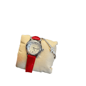 Luxury Ladies Watch Sparkling Crystal Bezel Roman Numeral Dial <b>Floating</b> Diamond Accent Elegant Wristwatch - Product Image 2