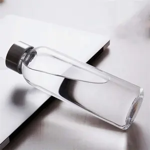 Botella de agua de vidrio transparente de alta borosilicato con tapa de acero inoxidable, de lujo, 350Ml, 500Ml, 16Oz, 700Ml, 1L