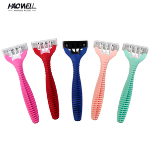 HW-B509DR Vente chaude Rasoir de rasage Haowell en acier inoxydable à 5 lames tranchantes avec manche en TPR Rasage quotidien pour hommes OEM - Product Image 4