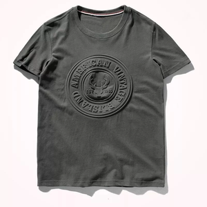 T-shirt Homme Mode 3D Gaufré en Coton Pima Biologique Premium, Coupe Oversize, Motif Uni, Logo Personnalisé - Product Image 2