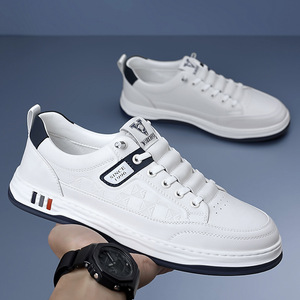 <b>White</b> Sneakers Men Casual Breathable Rubber Sole Low <b>Heel</b> Leisure Shoes Stitching Design Wenzhou Made - Product Image 3