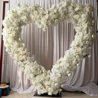 2M/2.4M Witte Rozen Hartvormige Bloemstukken Bruiloft Achtergrond Boog Banket Evenement Podium Ceremonie Decoratie