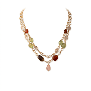 Women's Trendy Bohemian Geometric Gemstone Beaded <b>Necklace</b> Gold-Plated Sterling Silver Turquoise Sapphire Garnet <b>Ruby</b> Wedding - Product Image 3