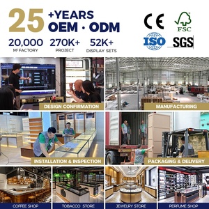 กรอบไม้บานเลื่อนประตูกระจก LED สำหรับร้านค้าขายปลีกช่องเก็บของตู้โชว์เครื่องสำอาง - Product Image 5