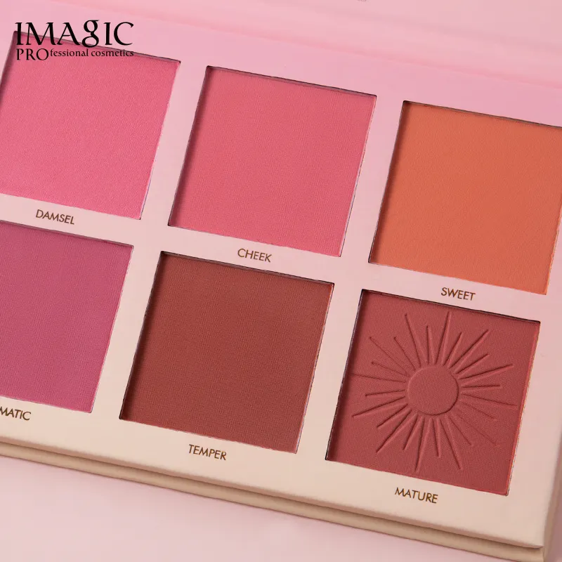 IMAGIC — Palette de 6 couleurs de Blush, pêche, fard minéral, crème brillante, cosmétique pour le visage, ombre rouge