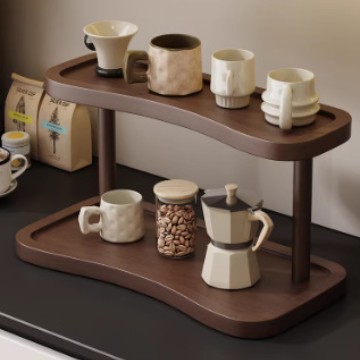 QY Desktop Shelf, 2-Tier, 30 Walnut Color