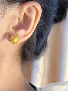 Set Perhiasan Kalung, Cincin, dan Anting Stud Bentuk Geometris Oval Terbaru 2025, Desain Mewah Berkualitas Tinggi, Menarik Perhatian - Product Image 4