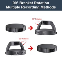 Mini caméra de sécurité WiFi, caméra d'intérieur, objectif rotatif à 90 degrés, pliable, enregistrement continu, détection de mouvement pour la maison et le bureau