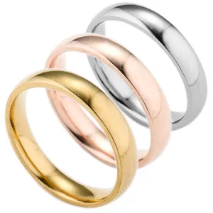 6Mm Lebar Spinner Perak Wanita Pria Perhiasan Emas Anak Laki-laki Pasangan Cincin Signet Sederhana Halus Stainless Steel R Rings