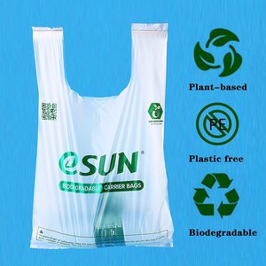 Bolsas de Camiseta Biodegradables de PLA con Asas, Bolsas de Compras de Plástico Compostables para Supermercados, Empacadas en Cajas - Product Image 5
