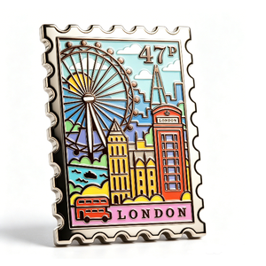 Pin Metálico con Paisaje Urbano de Londres, Chapado en Oro, Aleación de Zinc, Esmalte Duro, Recuerdo, Forma Rectangular, Tema de Viajes - Product Image 6