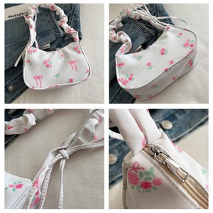 <b>Large</b> Capacity Single Shoulder Floral <b>Bag</b> Autumn Pleated Underarm Sweet <b>Drawstring</b> Polyester <b>Bag</b> D-013 - Product Image 3