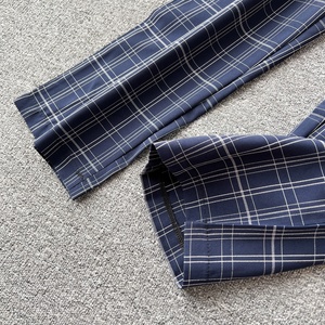 2025 더블 브레스트 격자 무늬 레이스 업 탑 블레이저 정장 세트 여성 사무실 - Product Image 5