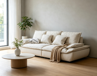 Canapé-lit convertible trois places en tissu, style nordique minimaliste, sans cadre, compressé sous vide, avec coussins décoratifs en mousse compressée